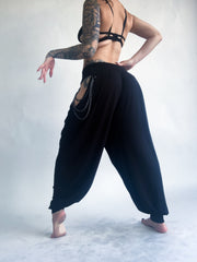 Andromeda Flow Pants with removable chains - Black Bamboo Jersey